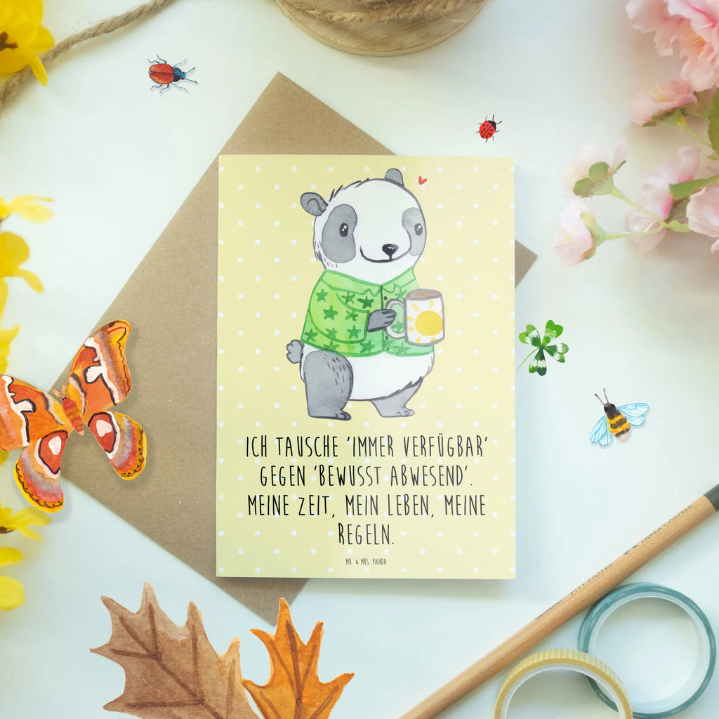 Greetings card Panda Burnout Hochzeitskarte, Karte, Einladungskarte, Ansichtskarten, Glückwunschkarte, Grußkarte, Geburtstagskarte, Klappkarte, Erschöpfung, Panda, Überlastung, Burnout