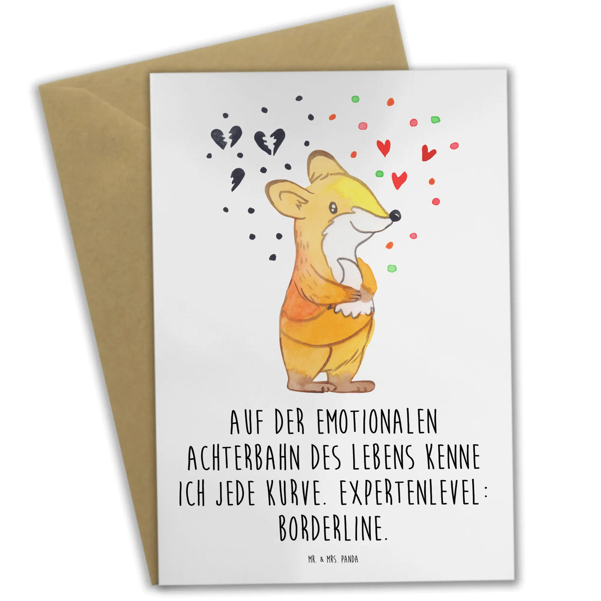 Greetings card Fox Borderline greeting card, folding card, wedding card, invitation card, birthday card