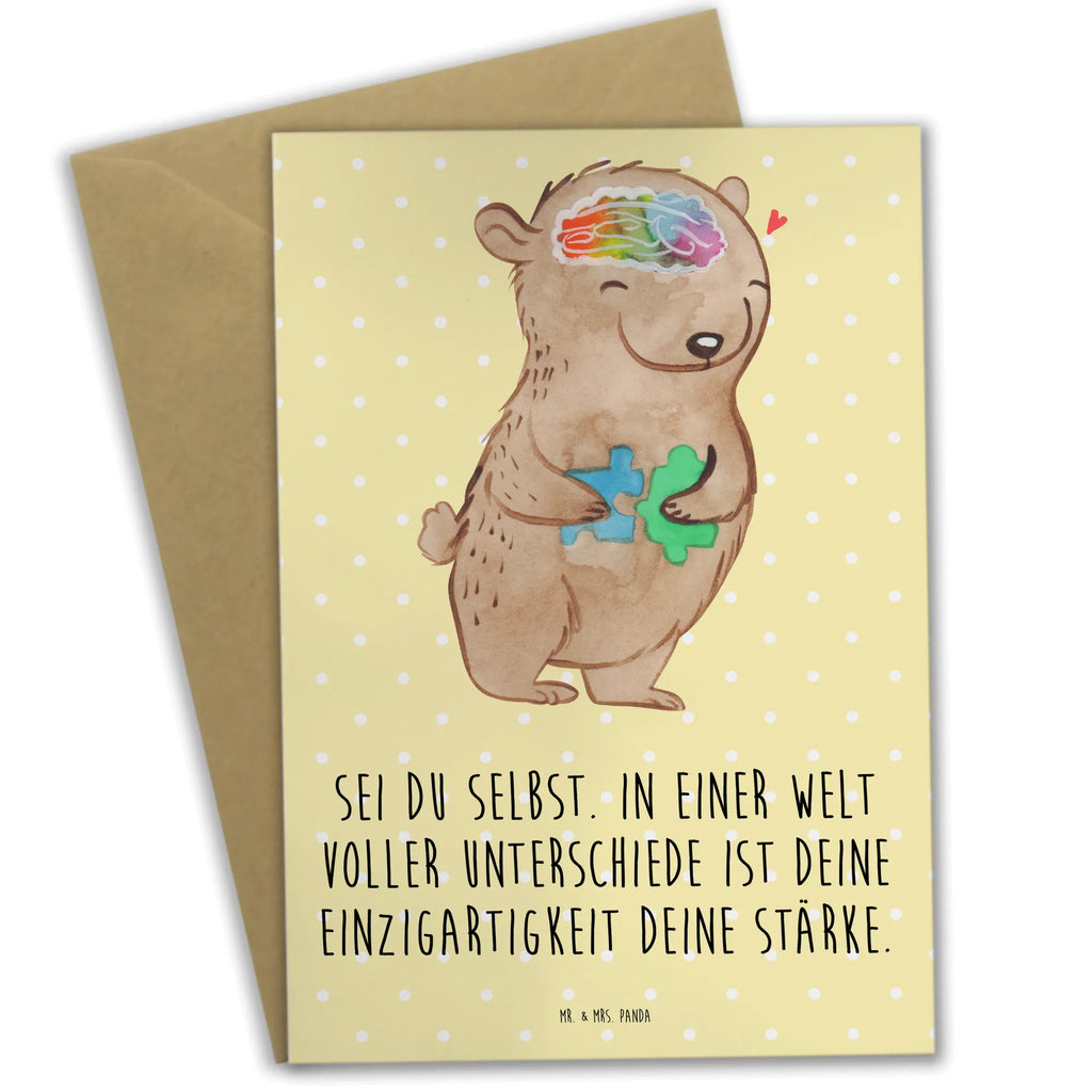 Greetings card Bear Autism greeting card, wedding card, invitation card, folding card, birthday card