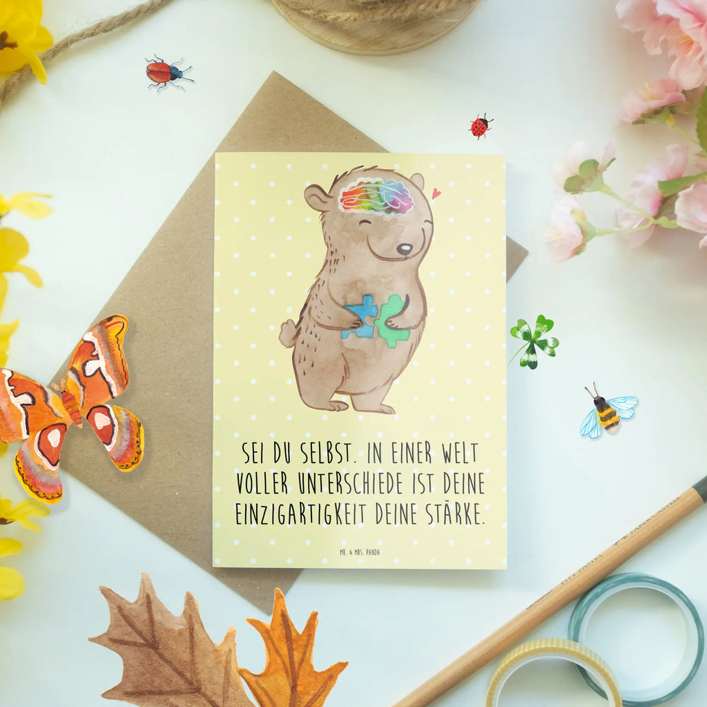 Greetings card Bear Autism greeting card, wedding card, invitation card, folding card, birthday card