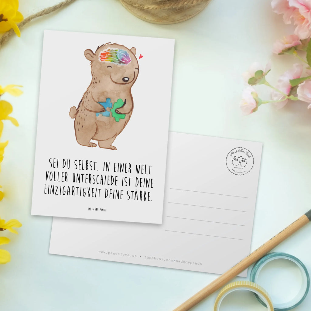 Postcard Bear Autism Postcard, card, paper, gift card, postcards, gift, invitation, letter, invitation card