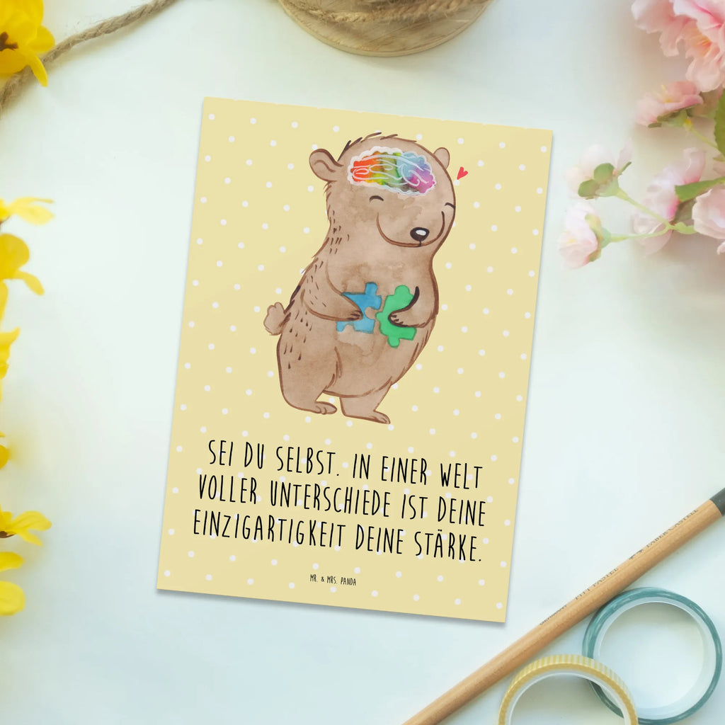 Postcard Bear Autism Postcard, card, paper, gift card, postcards, gift, invitation, letter, invitation card
