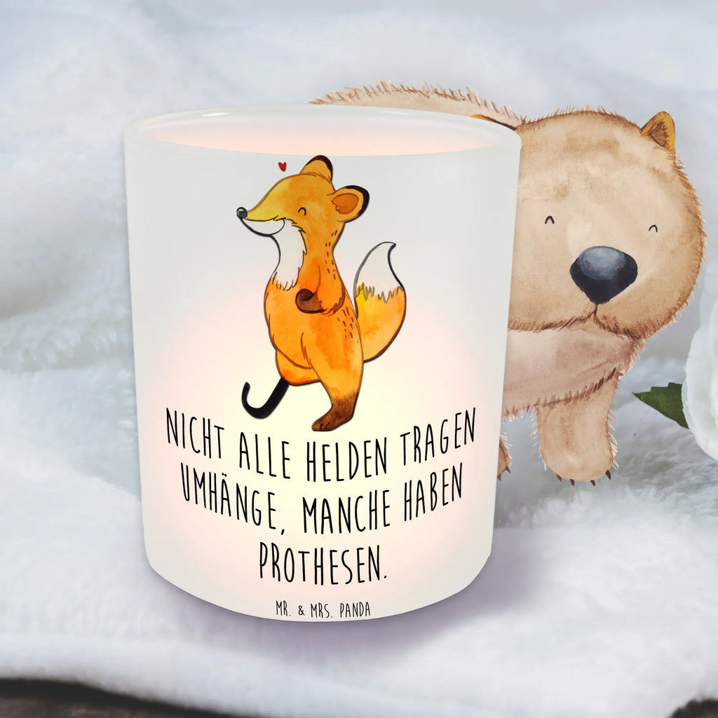 Lantern Fox Leg prosthesis glass tealight, Wind light, tealight holder