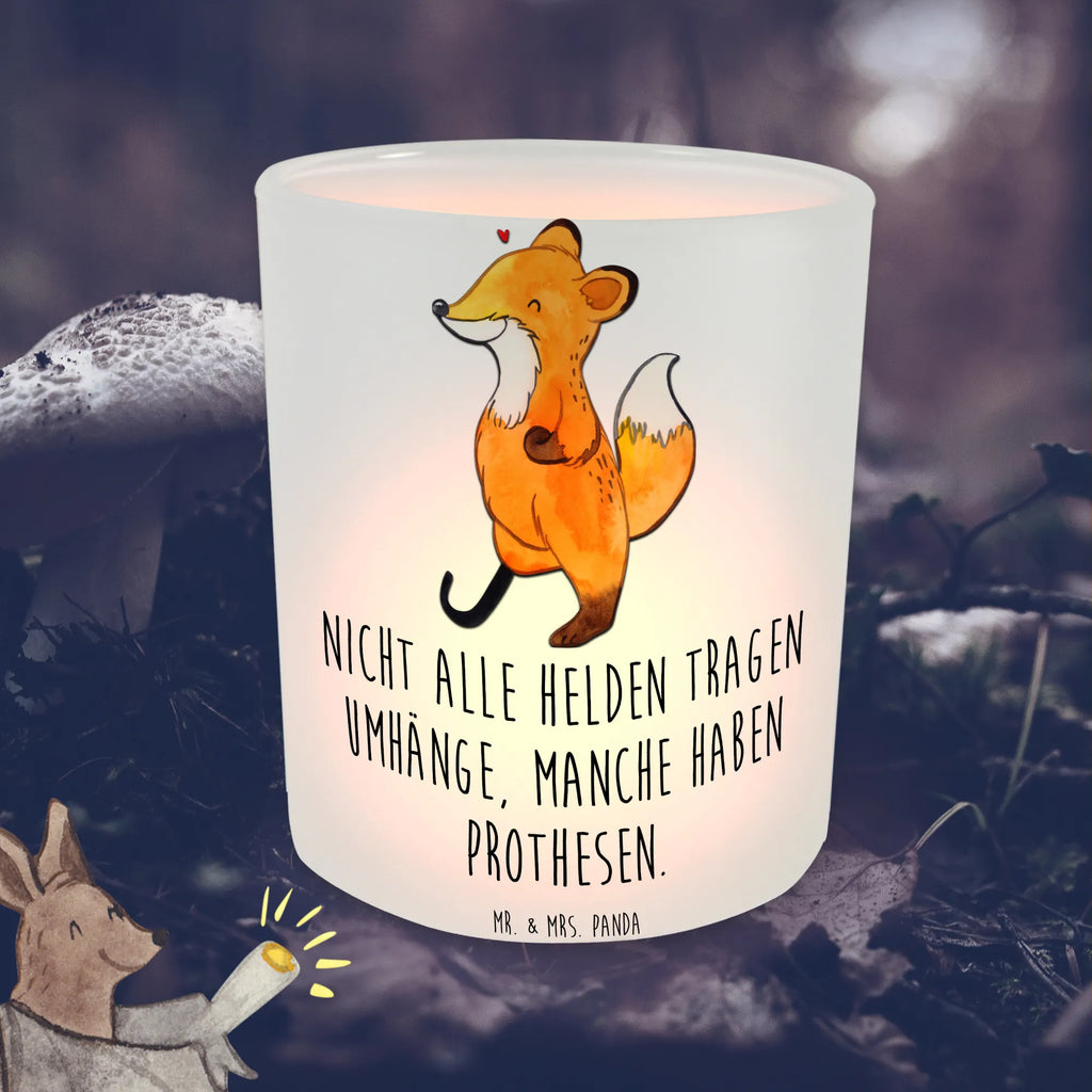 Lantern Fox Leg prosthesis glass tealight, Wind light, tealight holder