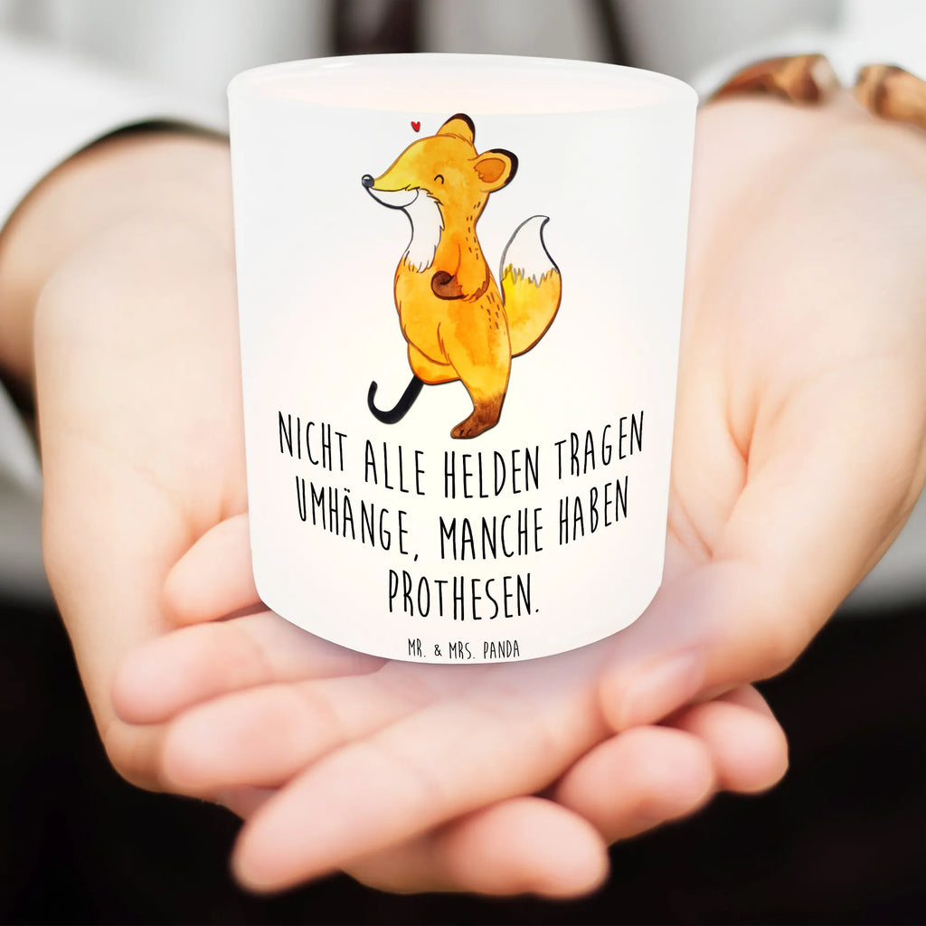 Lantern Fox Leg prosthesis glass tealight, Wind light, tealight holder