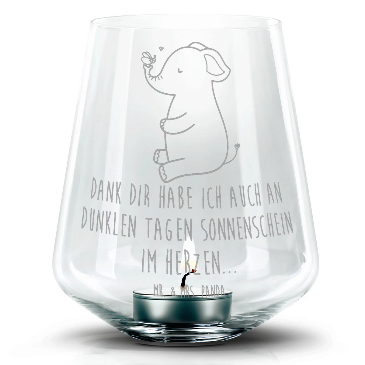 Gravur Windlicht Elefant Biene