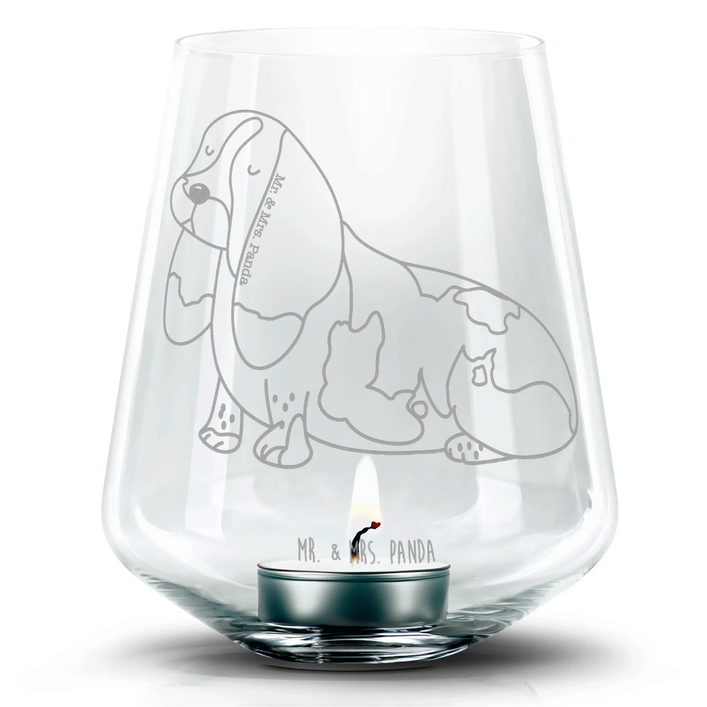 Grawerowany lampion pies Basset Hound Gravur Windlicht, Teelichthalter, Romatisches Windlicht, Teelicht, Windlicht aus Glas, Hund, Hundemotiv, Haustier, Hunderasse, Tierliebhaber, Hundebesitzer, Sprüche, Hundeliebe, Basset, kinderlos, Basset Hound