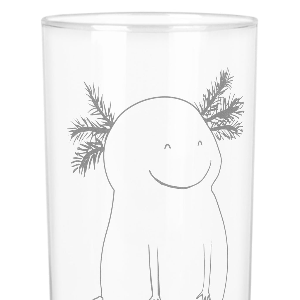 Wasserglas Axolotl glücklich Wasserglas, Glas, Trinkglas, Wasserglas mit Gravur, Glas mit Gravur, Trinkglas mit Gravur, Axolotl, Molch, Axolot, Schwanzlurch, Lurch, Lurche, Motivation, gute Laune