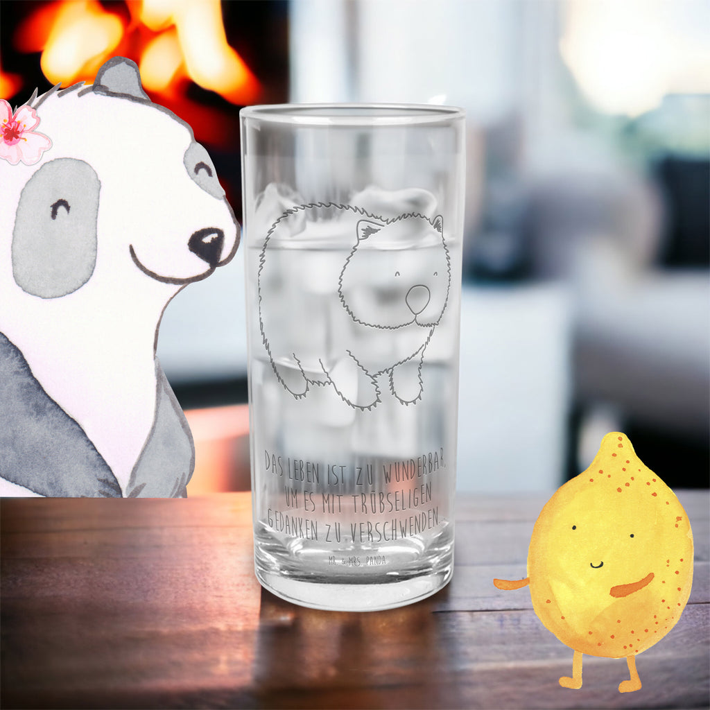 Wasserglas Wombat Wasserglas, Glas, Trinkglas, Wasserglas mit Gravur, Glas mit Gravur, Trinkglas mit Gravur, Tiermotive, Gute Laune, lustige Sprüche, Tiere, Wombat, Das Leben ist schön, Motivation, Spruch, Australien