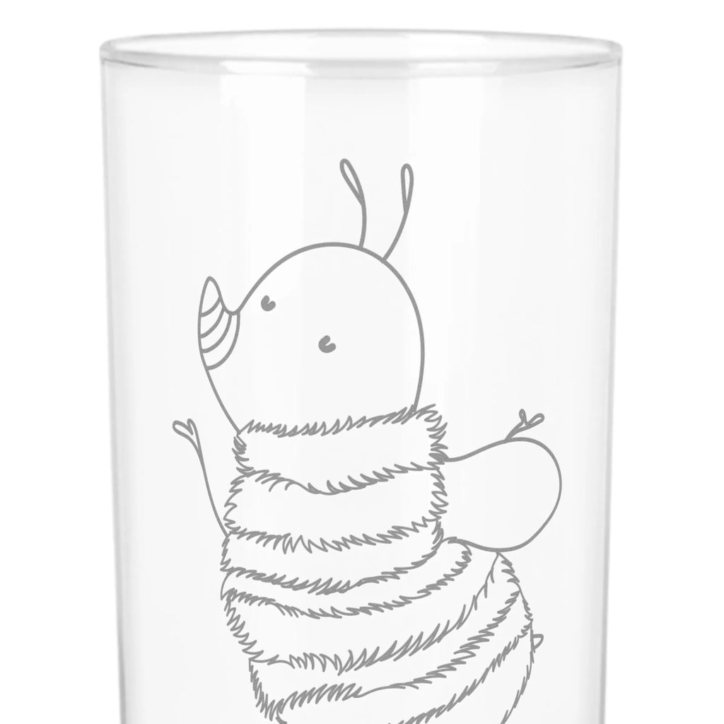 Water Glass bumblebee fluffy Glasbecher, Tumbler, Trinkbecher Glas, Wasserbecher, Wasserglas, Trinkglas, Tiermotive, Lustige Sprüche, Gute Laune, Tiere, Natur, Flauschig, Biene, Hummel, Blume