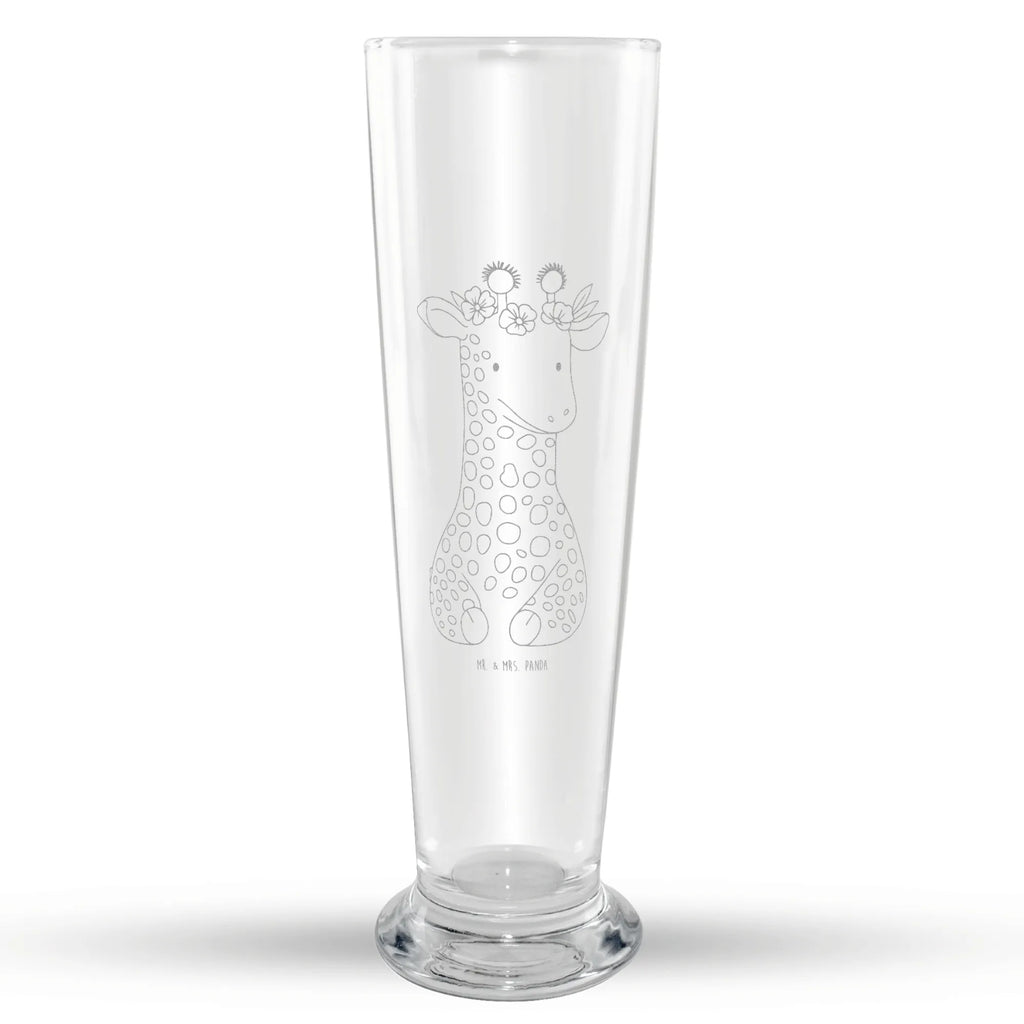 Weizenglas Giraffe Blumenkranz Weizenglas, Weizenbierglas, Weizen Glas, Weizenbier Glas, Vatertag, Afrika, Wildtiere, Giraffe, Freundin, Blumenkranz, Selbstliebe, Abenteurer