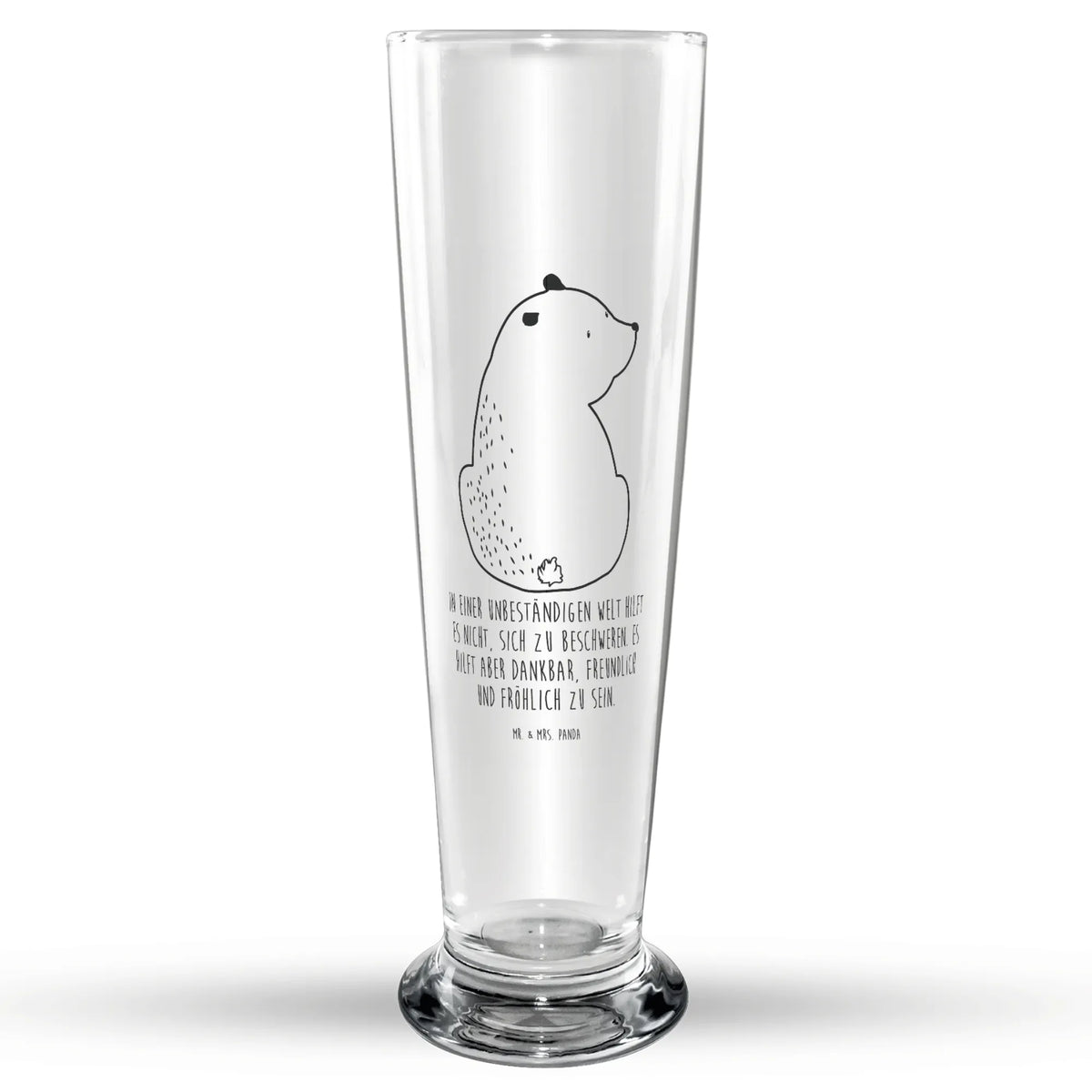 Weizenglas Bär Schulterblick Weizen Glas, Weißbierglas, Bierglas, Bier Glas, Weizenbier Glas, Mr & Mrs Panda Weizenglas, Teddy, Bär, Teddybär, Bären, Selbstachtung, Bärenliebe, Motivation, Weisheit, Weltansicht