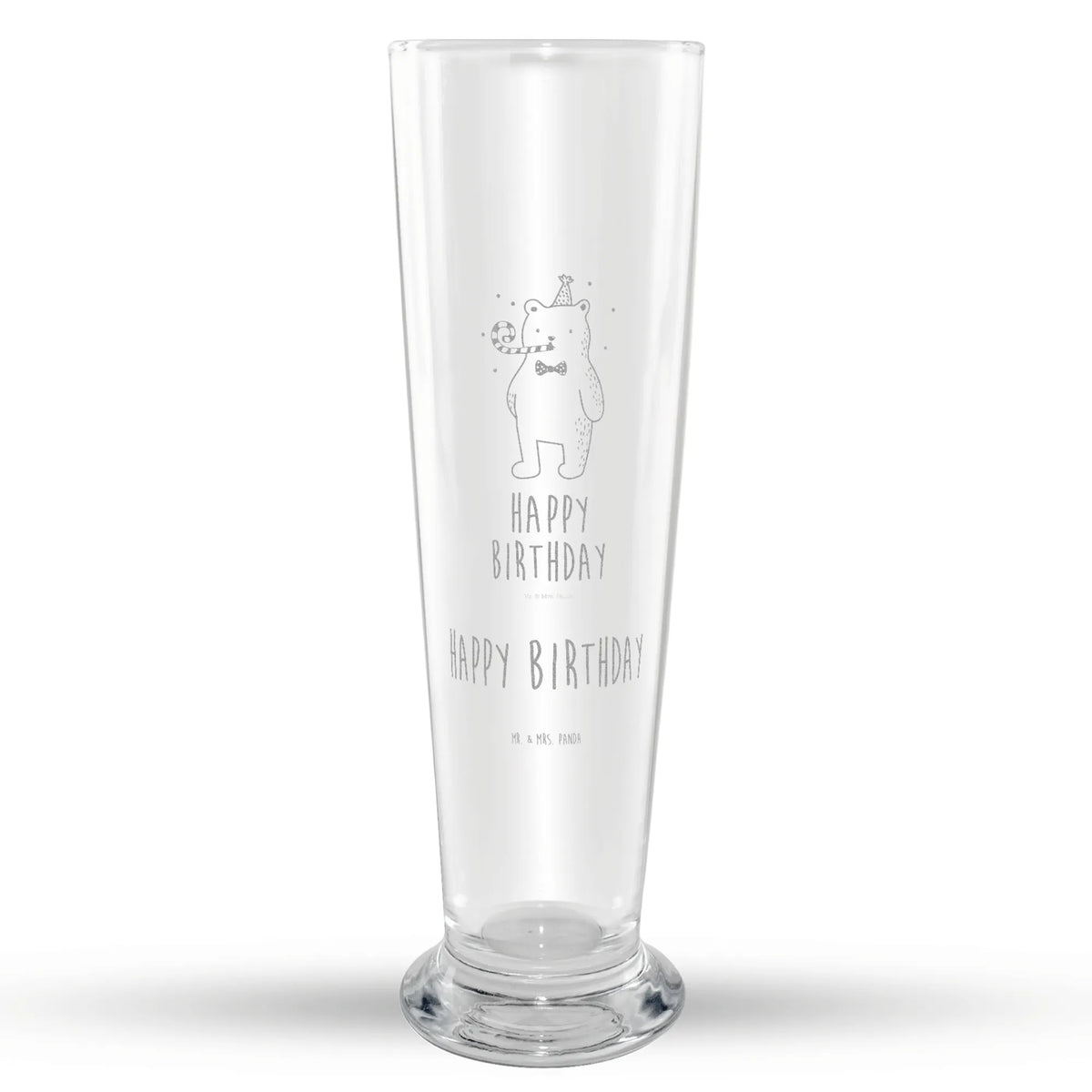 Weizenglas Bär Geburtstag Weißbierglas, Weizen Glas, Bier Glas, Bierglas, Weizenbier Glas, Mr & Mrs Panda Weizenglas, Teddy, Bär, Teddybär, Geburtstag, Glückwunsch, Happy Birthday, Alles Gute