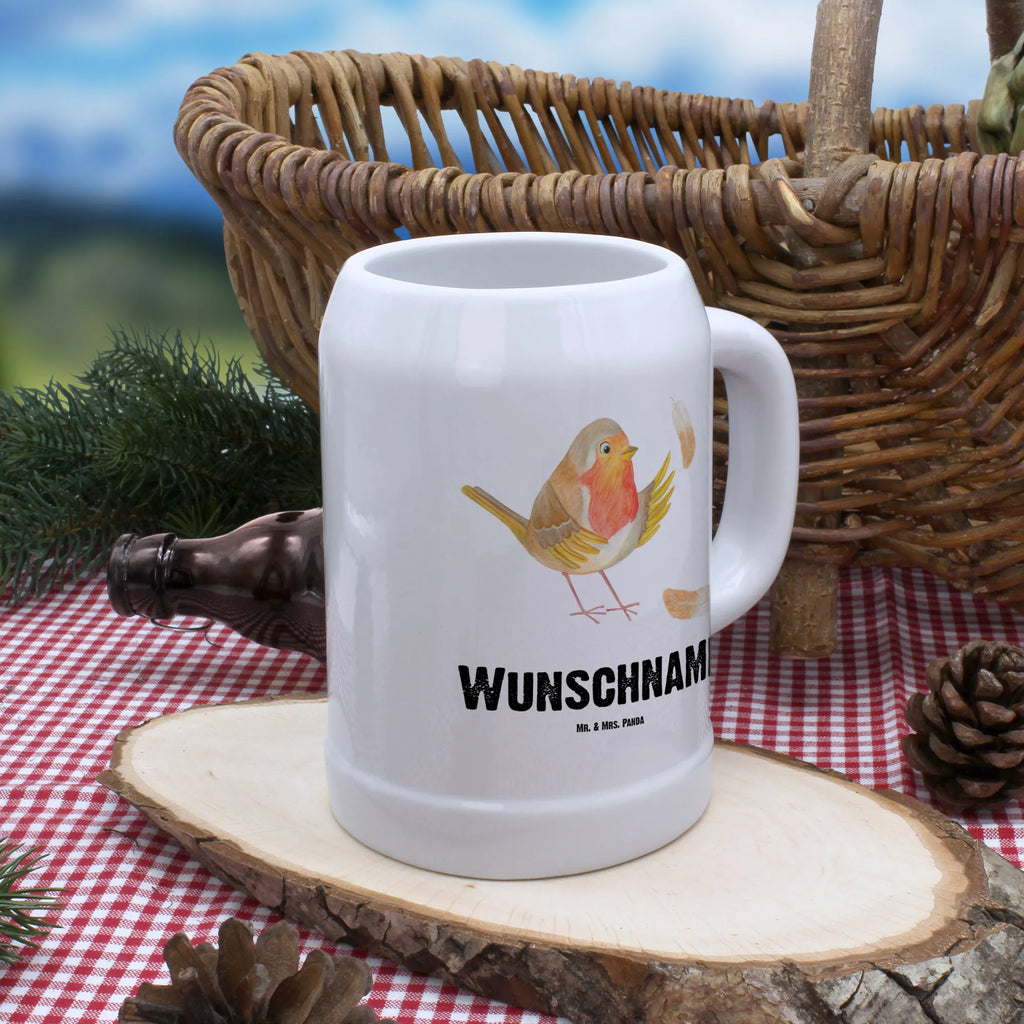 Personalised beer mug robin feathers small animals, cute, funny, cute animal motives, hand drawn, small world, funny sayings, good mood, happy, gifts, gift ideas, special gifts, animal lover, card, slogan motivation, flying, motivation pictures, bird, robin, slogan courage, motivation slogans, What if i fall