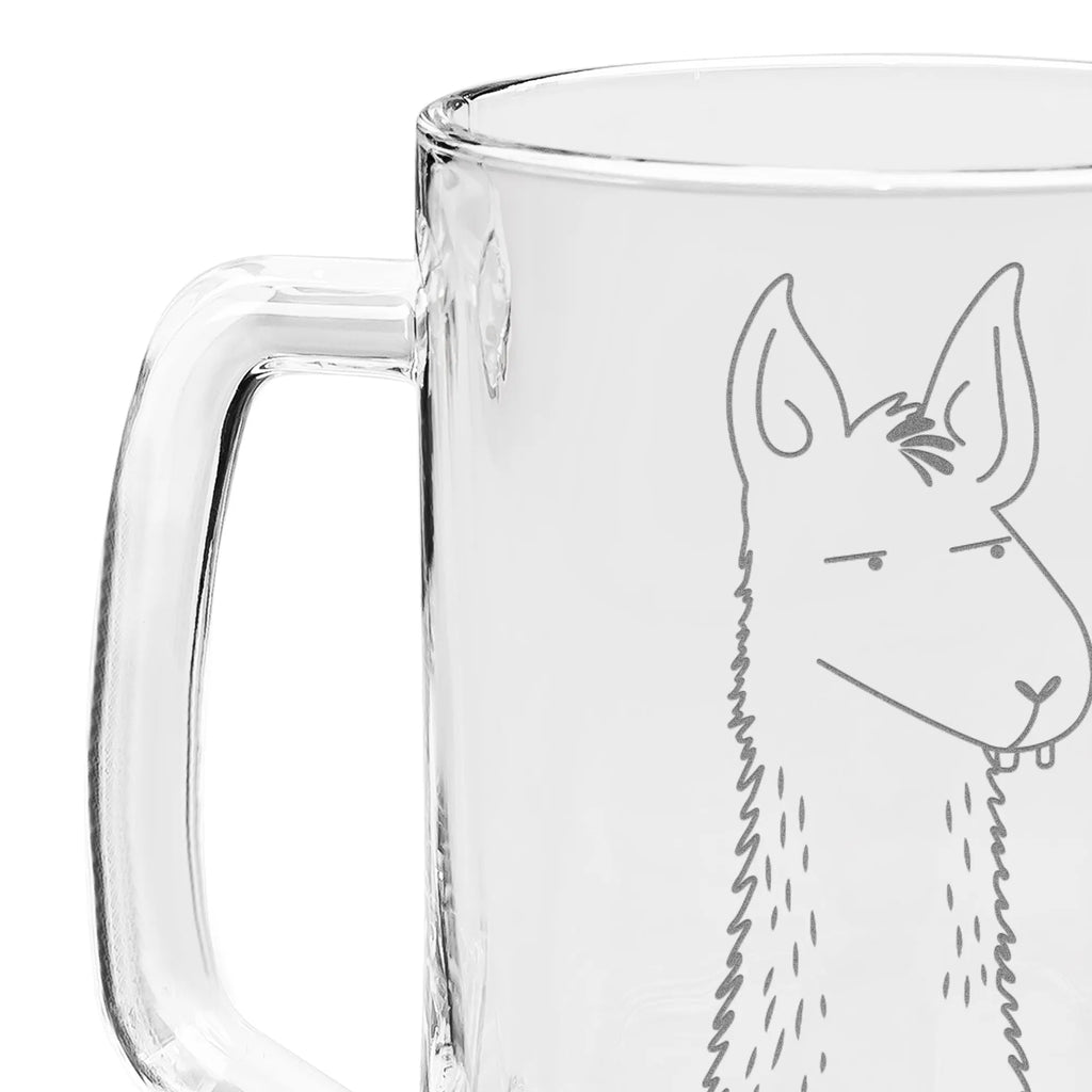 Engraved Beer Mug llama head Annoyed Llama, llama, alpaca, trendy animal, partner, girlfriend, boss, office life, apprentice, lama, being right, being annoyed, office, lamas, best friend