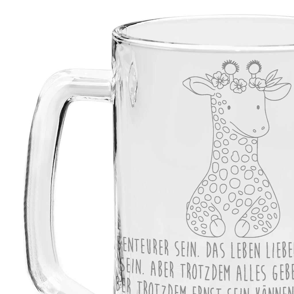 Engraved Beer Mug giraffe flower wreath Africa, adventurer, self-love, wreath of flowers, friend, giraffe