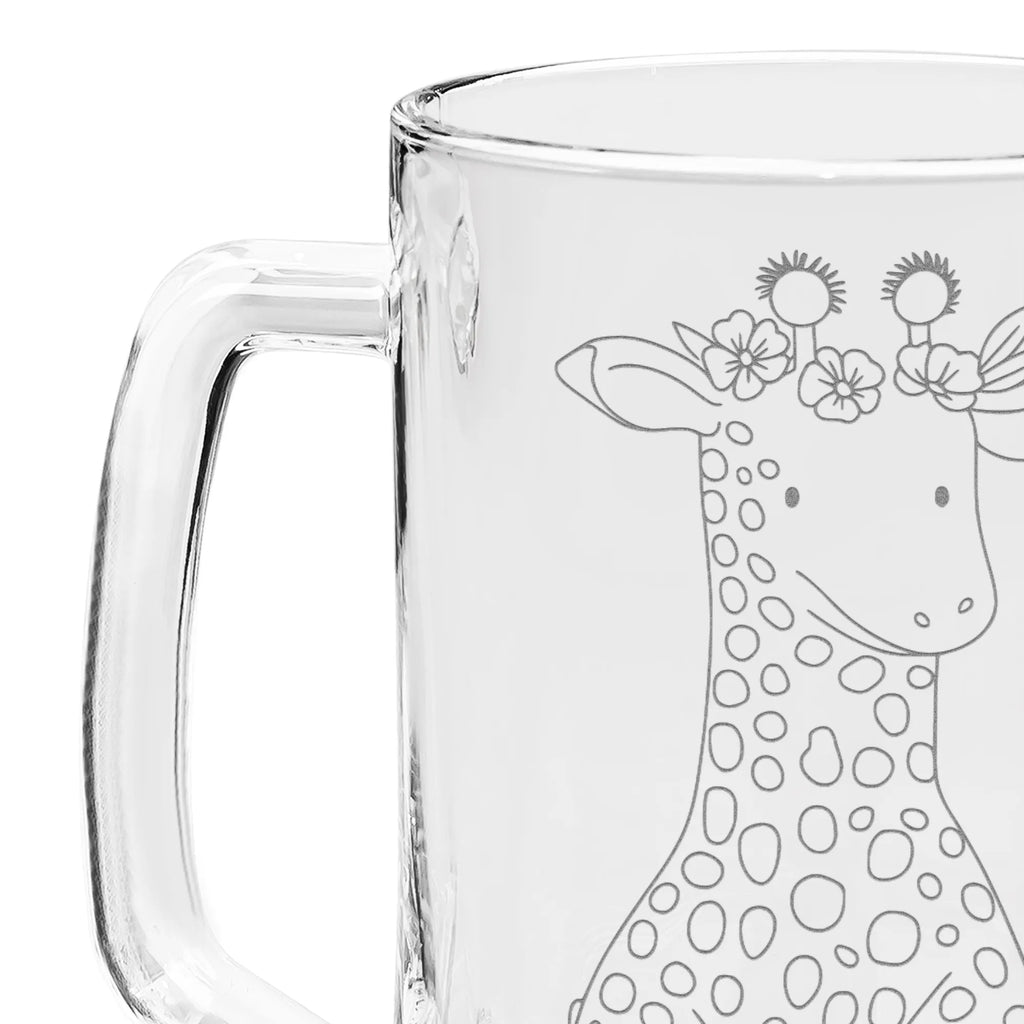 Engraved Beer Mug giraffe flower wreath Africa, adventurer, self-love, wreath of flowers, friend, giraffe