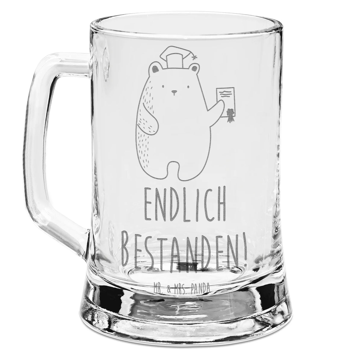 Engraved Beer Mug bear Test teddy bear, cuddly toy, degree, diploma, examinations, certificate, examination passed