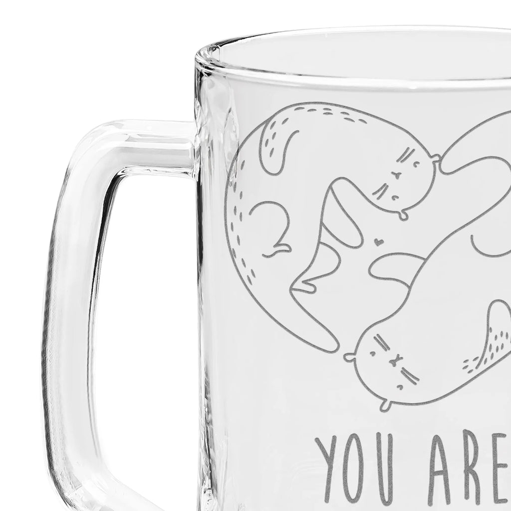 Engraved Beer Mug otter Heart otter, marten, sea otter, European otter, water mammal, aquatic animal, baby otter, predator, water, otter gifts, animal lover, gift ideas for animal lovers, animal, mammal, water animal, gifts for people in love, better half, anniversary, wedding day, life together, proof of love, engagement, heart, love gift, love you, love