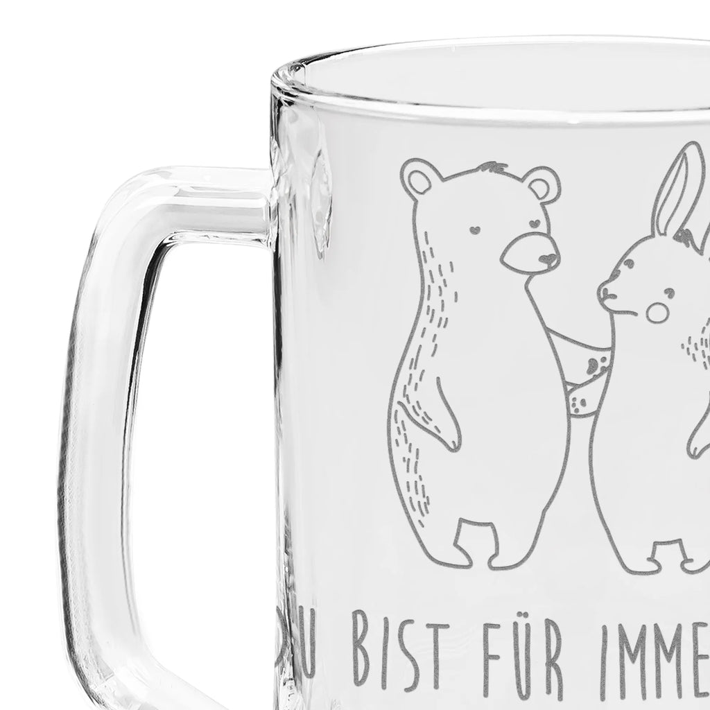 Engraved Beer Mug bear and rabbit Embrace Love, Loving, Two, Together, Marriage, Engagement, Proposal of marriage, Love gift, gift for her, gift for him, anniversary gift, bear, best friends, best friend, friends, rabbit