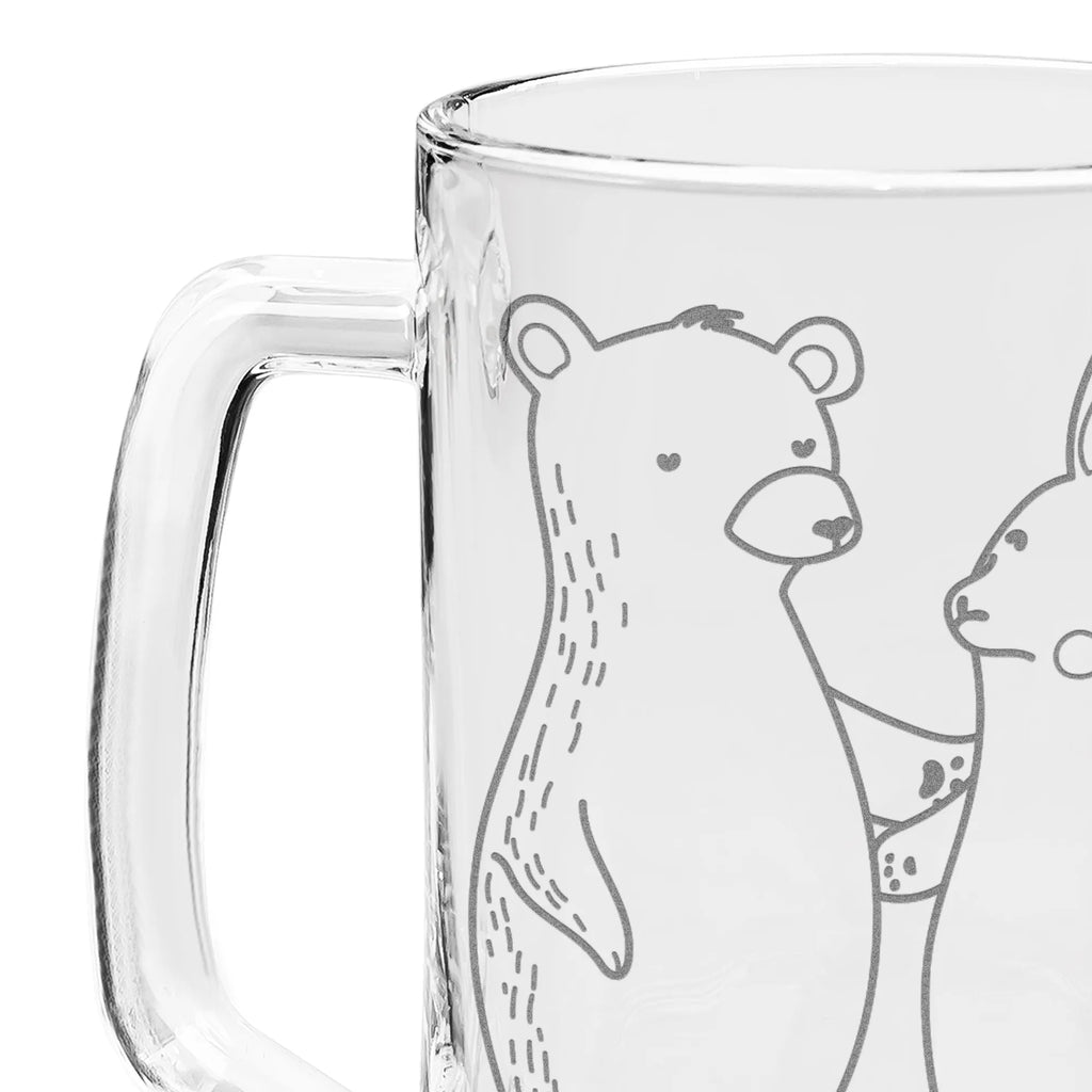 Engraved Beer Mug bear and rabbit Embrace Love, Loving, Two, Together, Marriage, Engagement, Proposal of marriage, Love gift, gift for her, gift for him, anniversary gift, bear, best friends, best friend, friends, rabbit