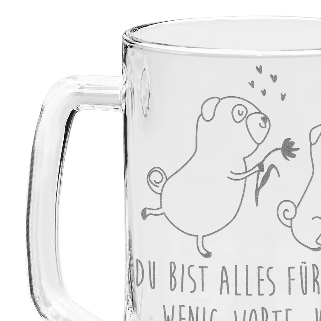 Grawerowany Kufel Piwa mops Zakochani Pies, motyw psa, zwierzę domowe, rasa psa, miłośnik zwierząt, właściciel psa, powiedzenia