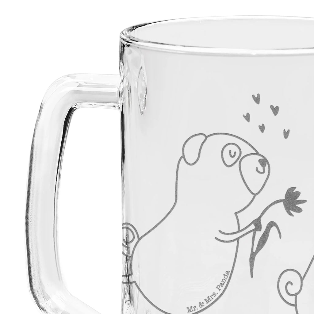 Grawerowany Kufel Piwa mops Zakochani Pies, motyw psa, zwierzę domowe, rasa psa, miłośnik zwierząt, właściciel psa, powiedzenia