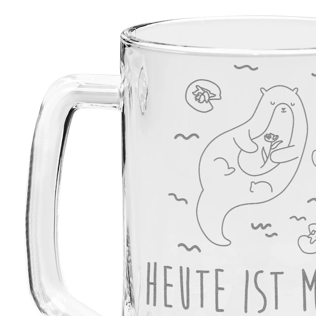 Engraved Beer Mug otter Water Lily otter, marten, sea otter, European otter, water mammal, aquatic animal, baby otter, predator, water, otter gifts, animal lover, gift ideas for animal lovers, animal, mammal, water animal, gifts for people in love