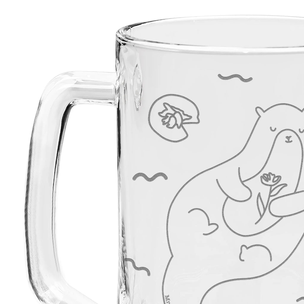 Engraved Beer Mug otter Water Lily otter, marten, sea otter, European otter, water mammal, aquatic animal, baby otter, predator, water, otter gifts, animal lover, gift ideas for animal lovers, animal, mammal, water animal, gifts for people in love