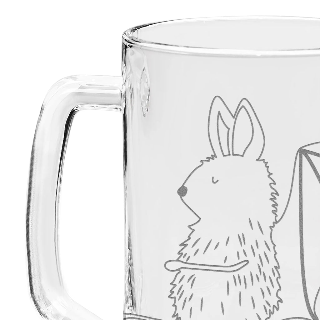 Engraved Beer Mug bat Sit small animals, cute, funny, cute animal motives, hand drawn, small world, funny sayings, good mood, happy, gifts, gift ideas, special gifts, animal lover, card, relax, bat, bats, motivation