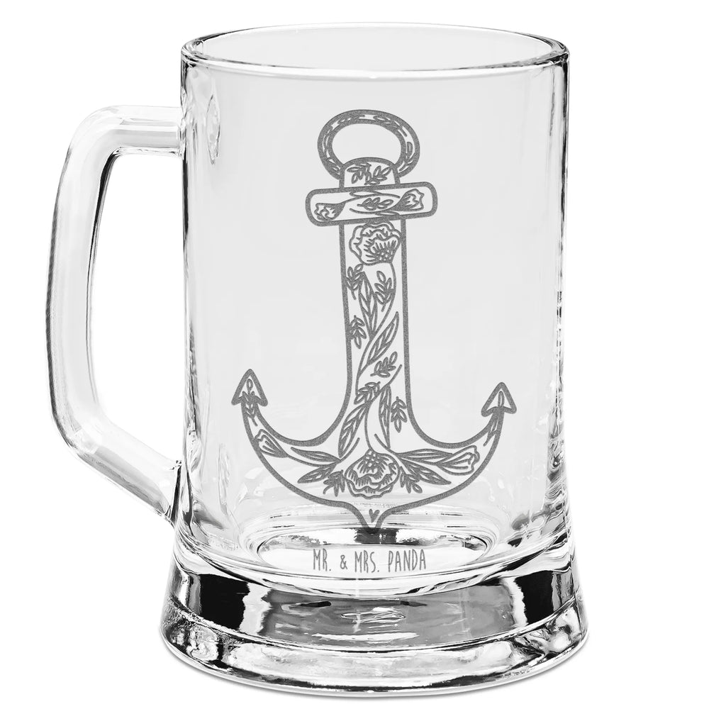 Grawerowany Kufel Piwa kotwica Niebieski Motywy zwierzęce, dobra energia, zabawne powiedzonka, zwierzęta