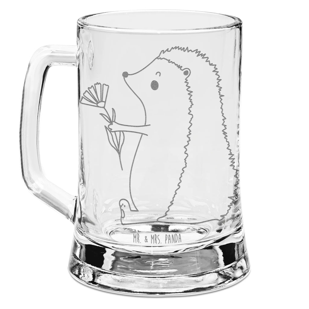 Grawerowany Kufel Piwa jeż Kwiaty Motywy zwierzęce, dobra energia, zabawne powiedzonka, zwierzęta