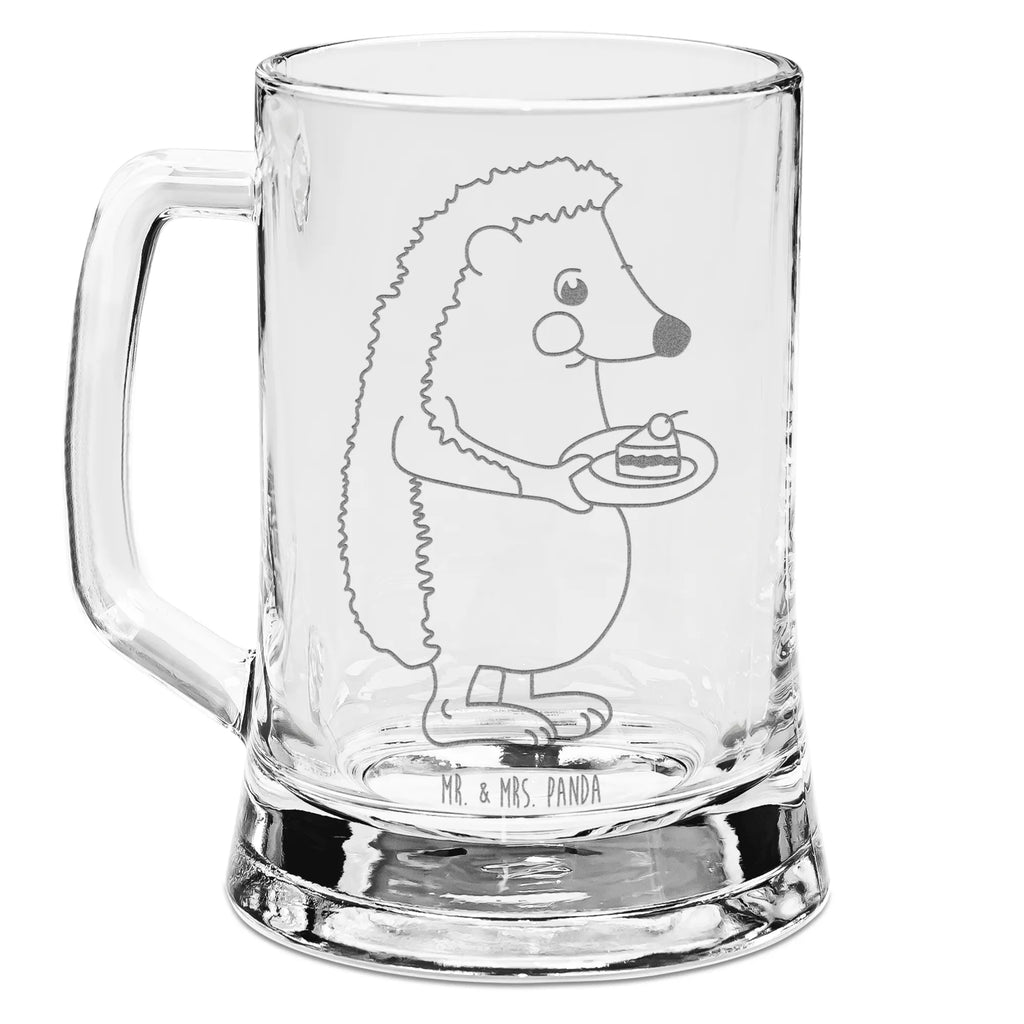 Grawerowany Kufel Piwa jeż kawałek ciasta Motywy zwierzęce, dobra energia, zabawne powiedzonka, zwierzęta