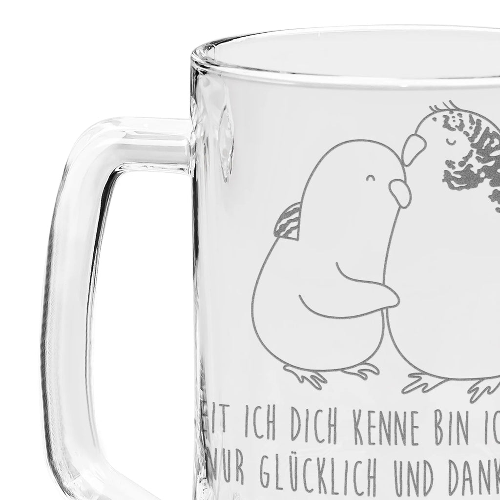Engraved Beer Mug Parakeets in love Love, Loving, Two, Together, Marriage, Engagement, Proposal of marriage, Love gift, gift for her, gift for him, anniversary gift, closeness, cuddling, budgie, love, trust, birds