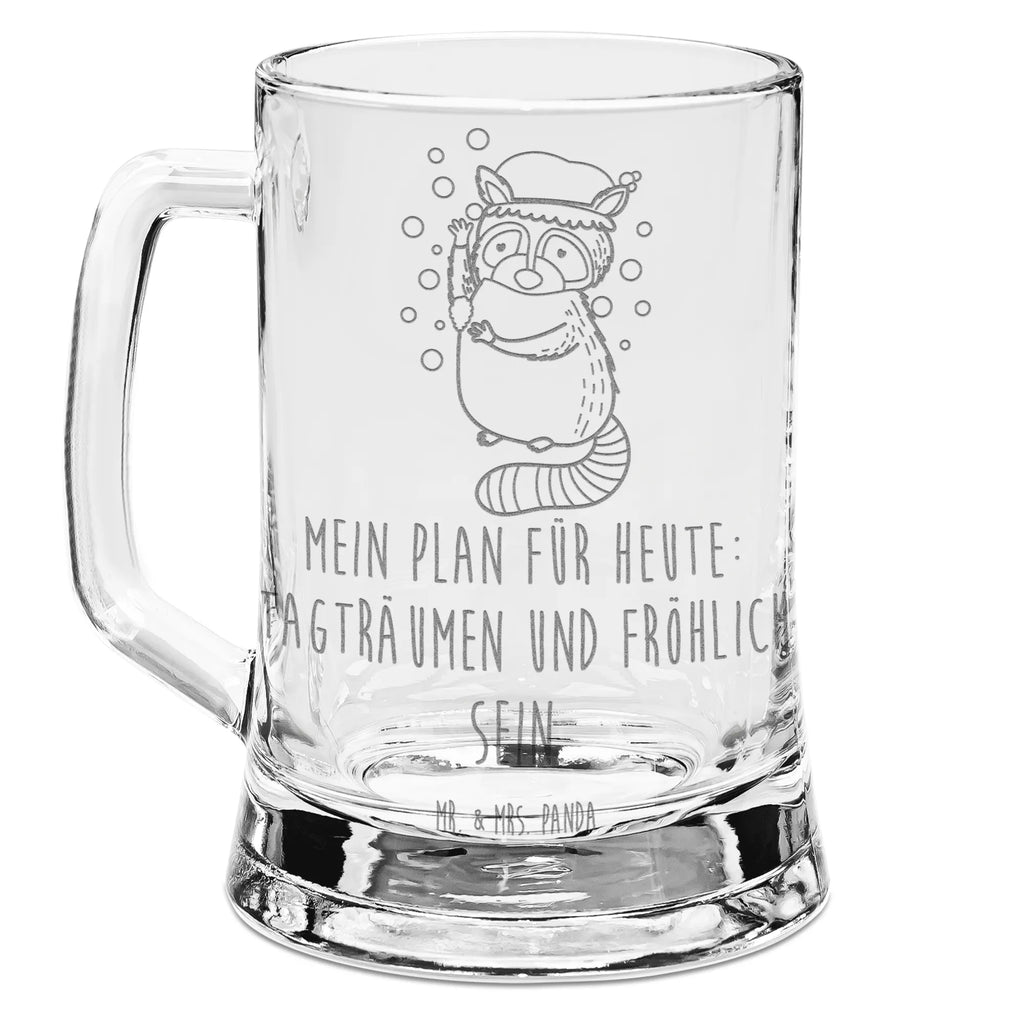 Engraved Beer Mug Raccoon small animals, cute, funny, cute animal motives, hand drawn, small world, funny sayings, good mood, happy, gifts, gift ideas, special gifts, animal lover, card, raccoon, plan, wash, daydreaming, soap bubbles
