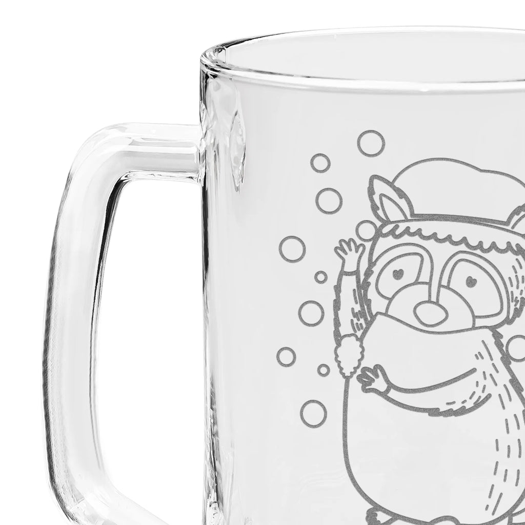 Engraved Beer Mug Raccoon small animals, cute, funny, cute animal motives, hand drawn, small world, funny sayings, good mood, happy, gifts, gift ideas, special gifts, animal lover, card, raccoon, plan, wash, daydreaming, soap bubbles