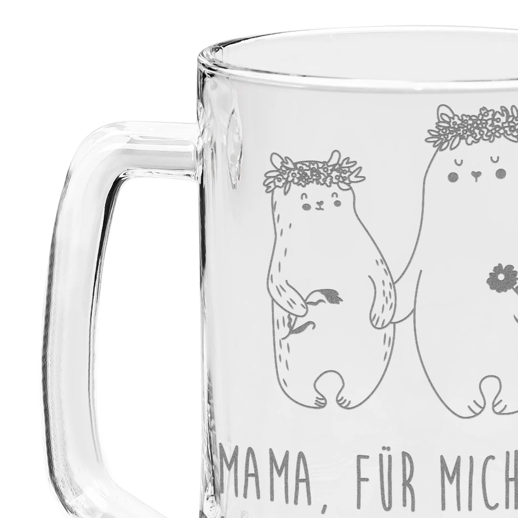 Engraved Beer Mug Bears with flower crown Family, Father's Day, Mother's Day, brother, sister, Mom, Dad, mom, child, Bear, family, children, best mommy, gift mommy. mother's day, mommy, favorite mommy, world best mommy, bears, role model, favorite person, daughters, daughter