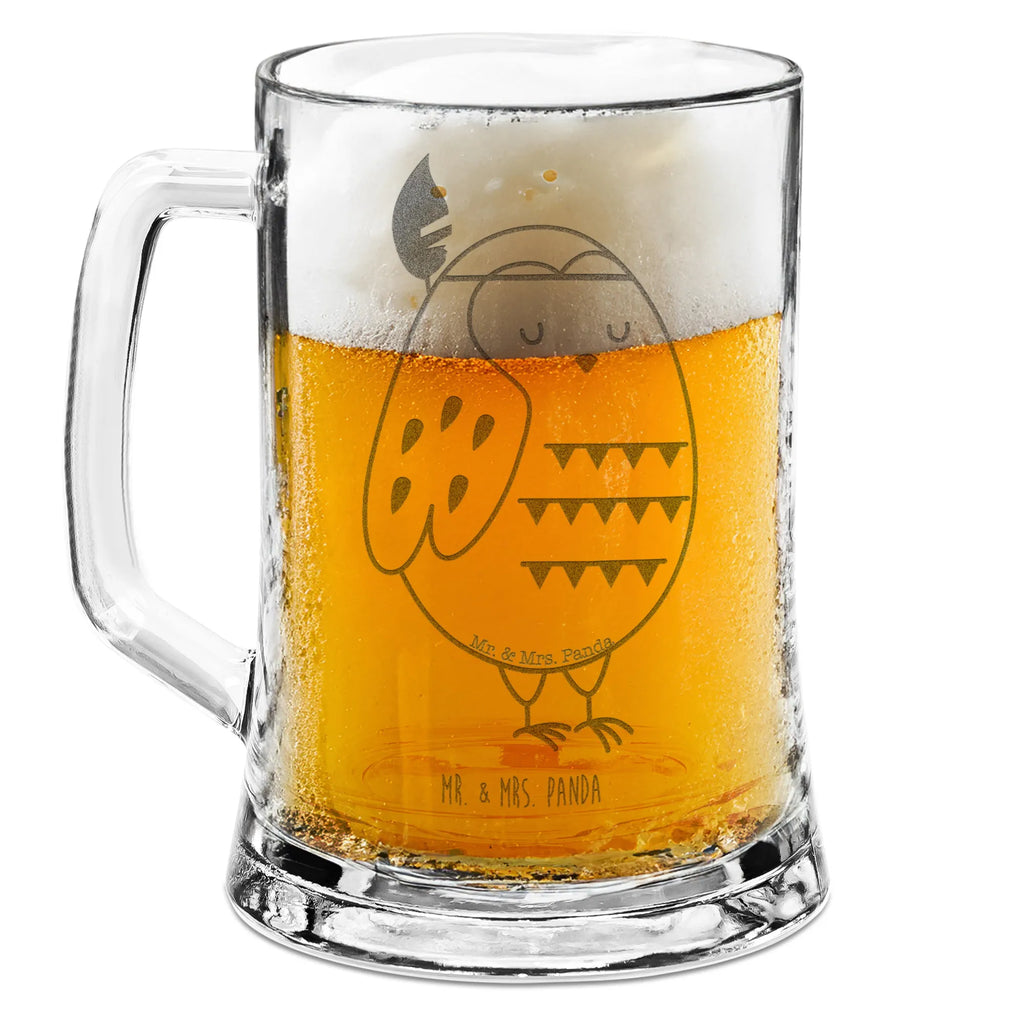 Grawerowany Kufel Piwa sowa Ozdoba z piór Sowa