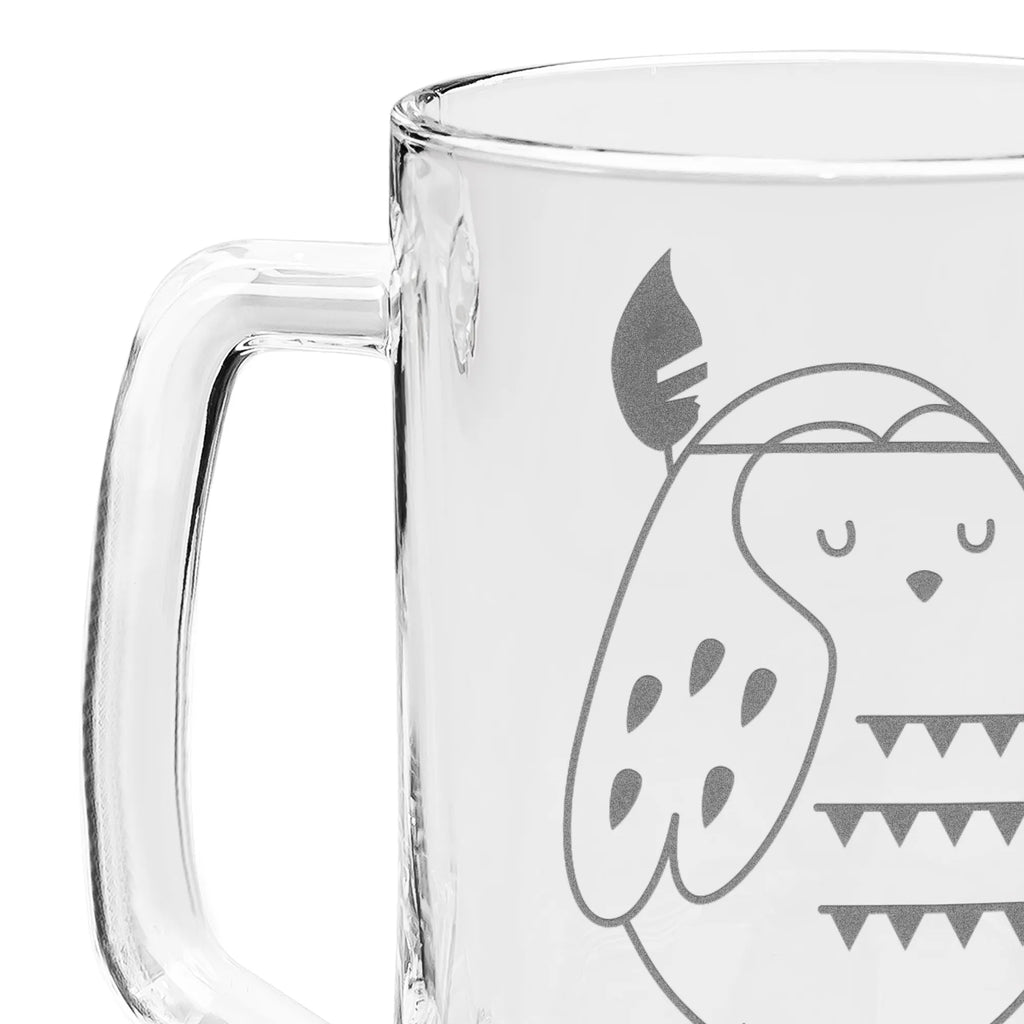 Grawerowany Kufel Piwa sowa Ozdoba z piór Sowa