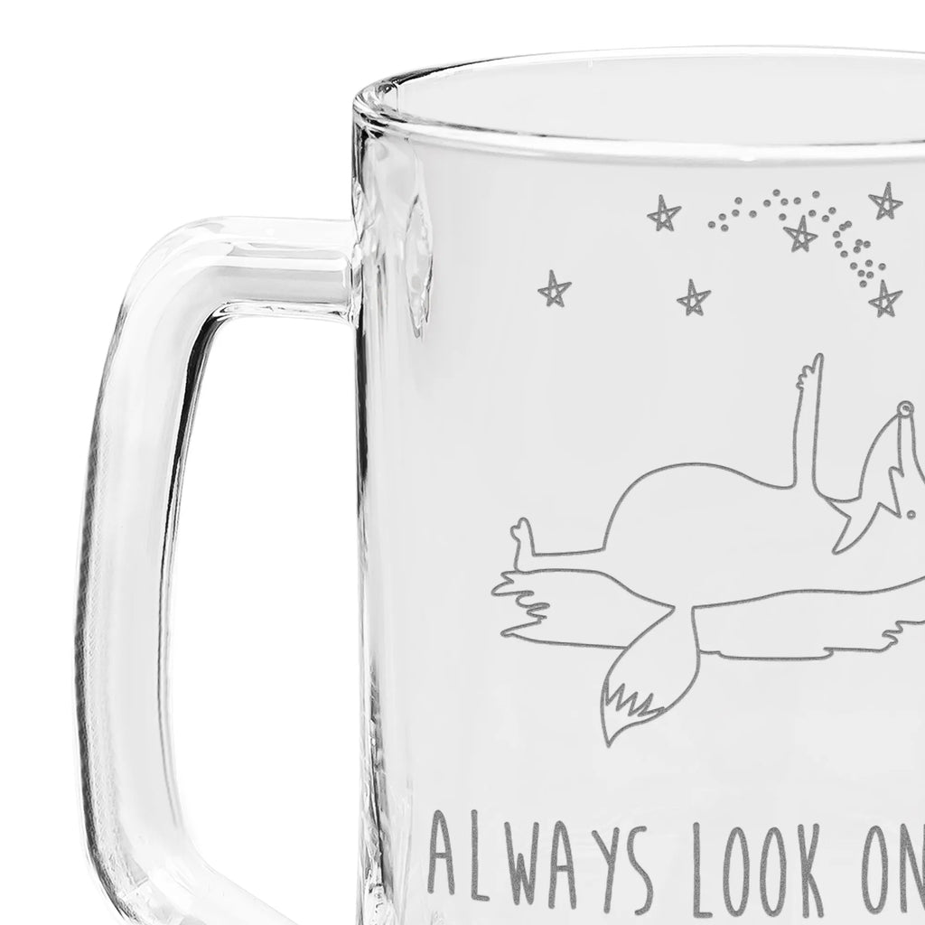 Engraved Beer Mug Fox Stars fox, foxes, forest wildlife, clever as a fox, animal lover, words of consolation, Saying beautiful, Always Look on the Bright Side of Life, Romance, Fox, Saying positive