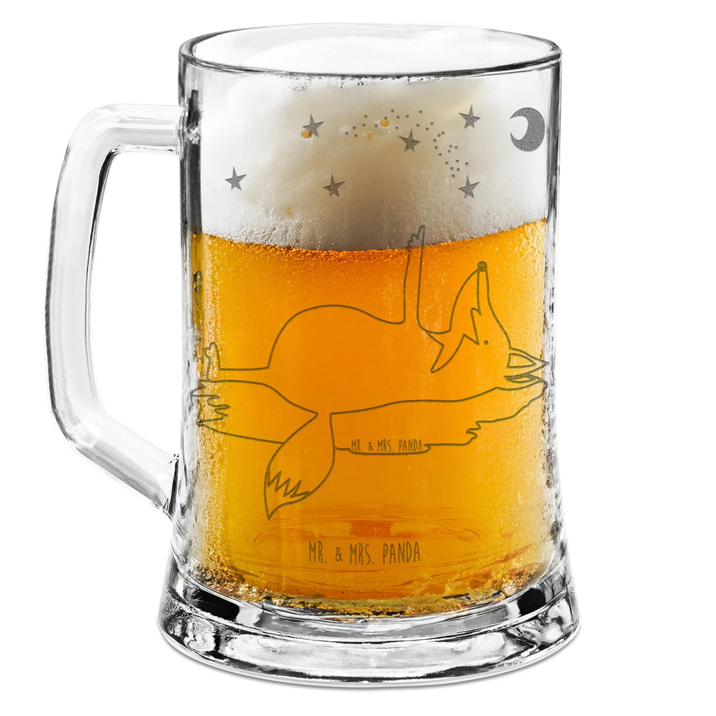 Engraved Beer Mug Fox Stars fox, foxes, forest wildlife, clever as a fox, animal lover, words of consolation, Saying beautiful, Always Look on the Bright Side of Life, Romance, Fox, Saying positive