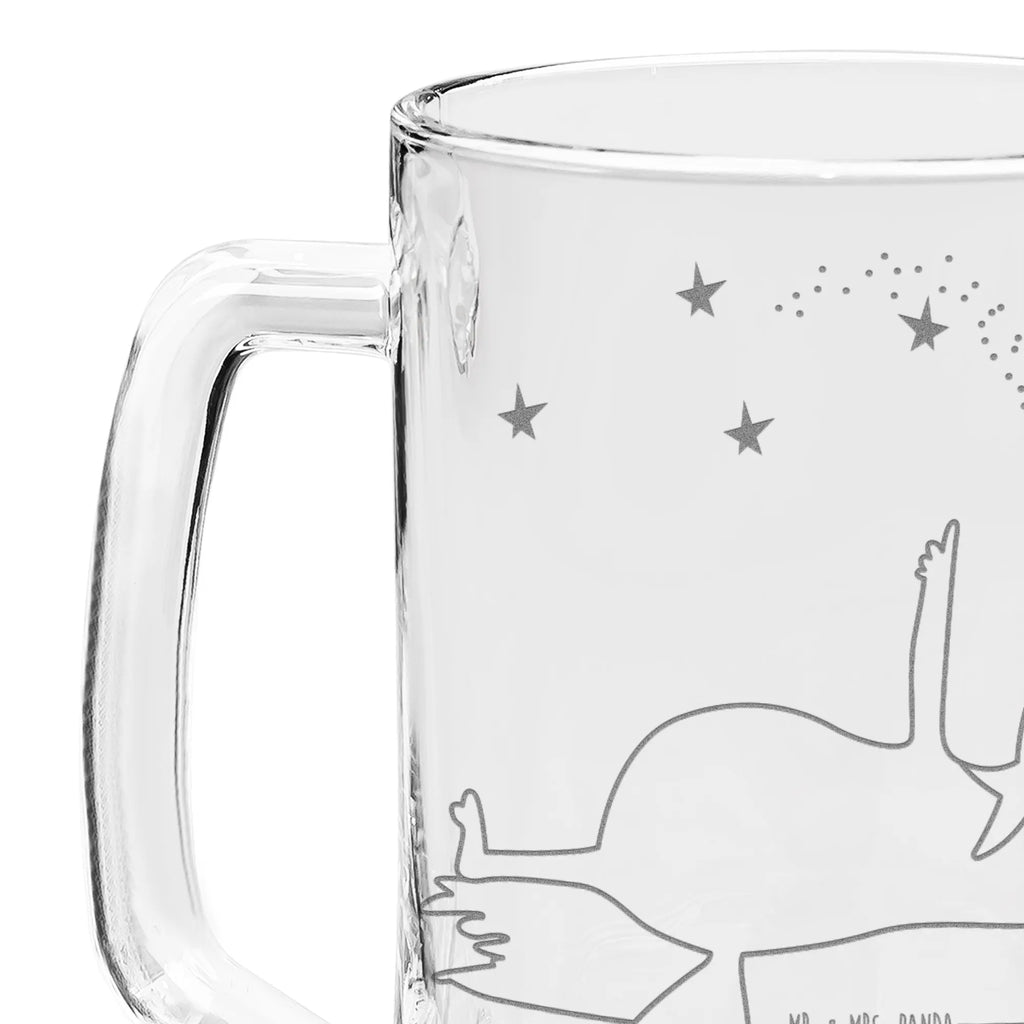 Engraved Beer Mug Fox Stars fox, foxes, forest wildlife, clever as a fox, animal lover, words of consolation, Saying beautiful, Always Look on the Bright Side of Life, Romance, Fox, Saying positive