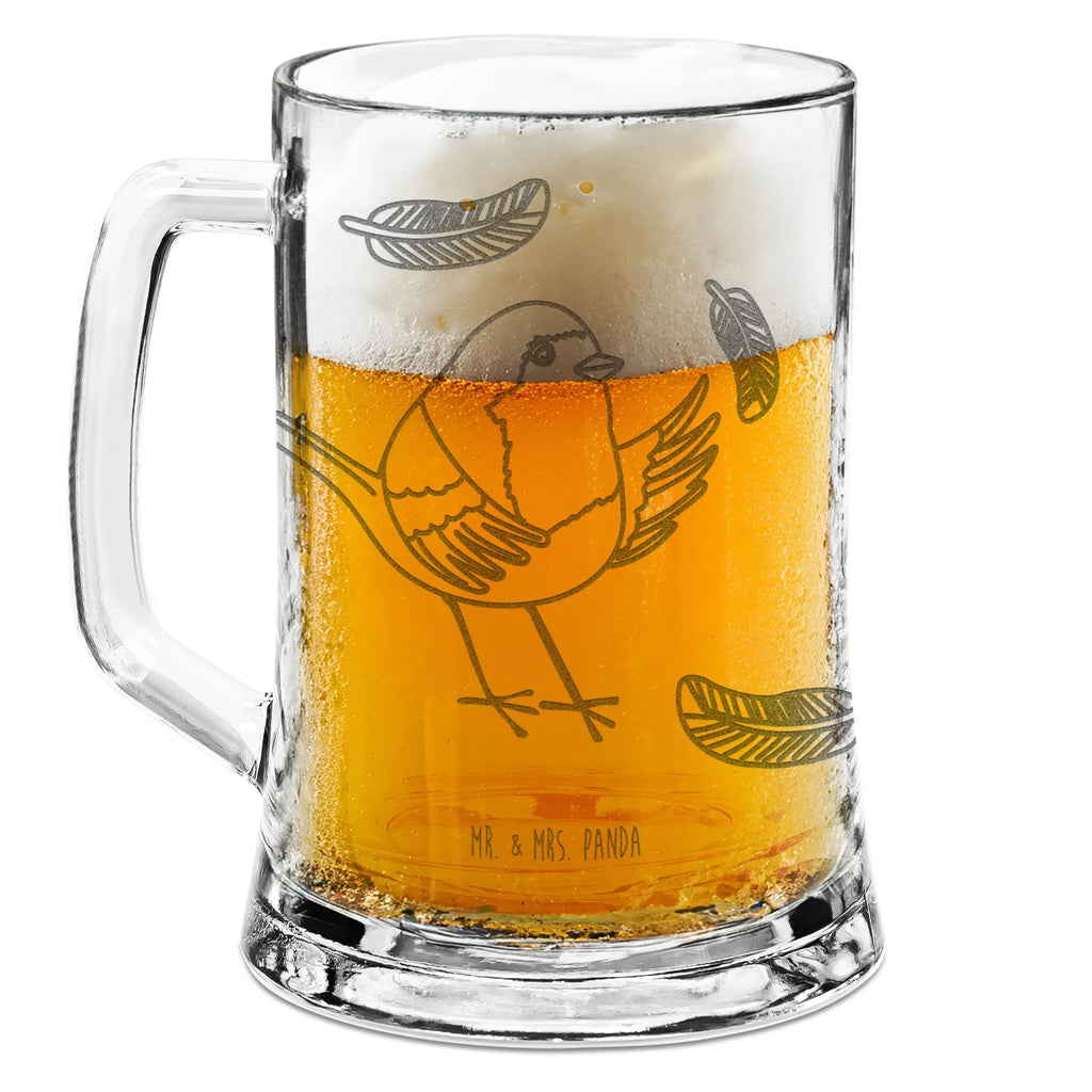 Grawerowany Kufel Piwa rudzik Pióra Motywy zwierzęce, dobra energia, zabawne powiedzonka, zwierzęta