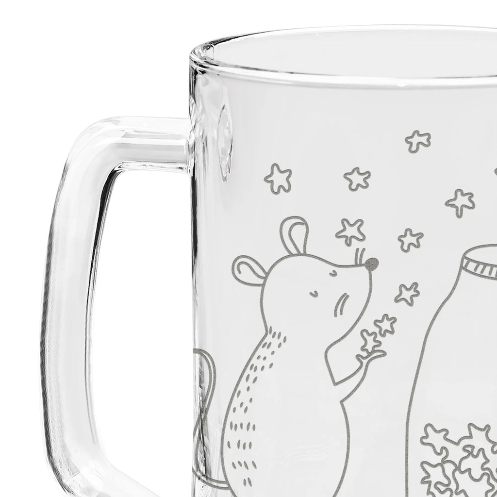 Grawerowany Kufel Piwa mysz Gwiazdy Motywy zwierzęce, dobra energia, zabawne powiedzonka, zwierzęta