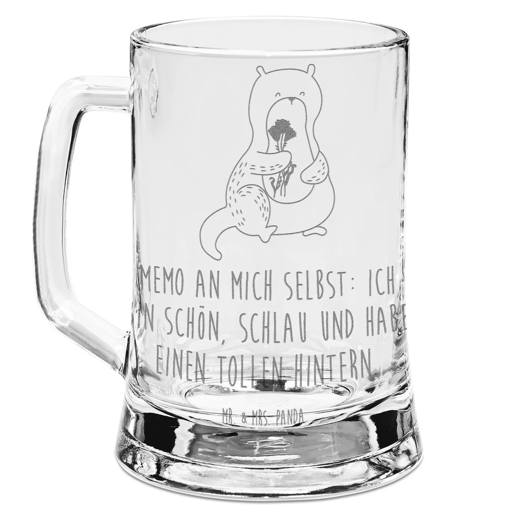 Grawerowany Kufel Piwa wydra bukiet kwiatów Kuna, wydra, morska wydra