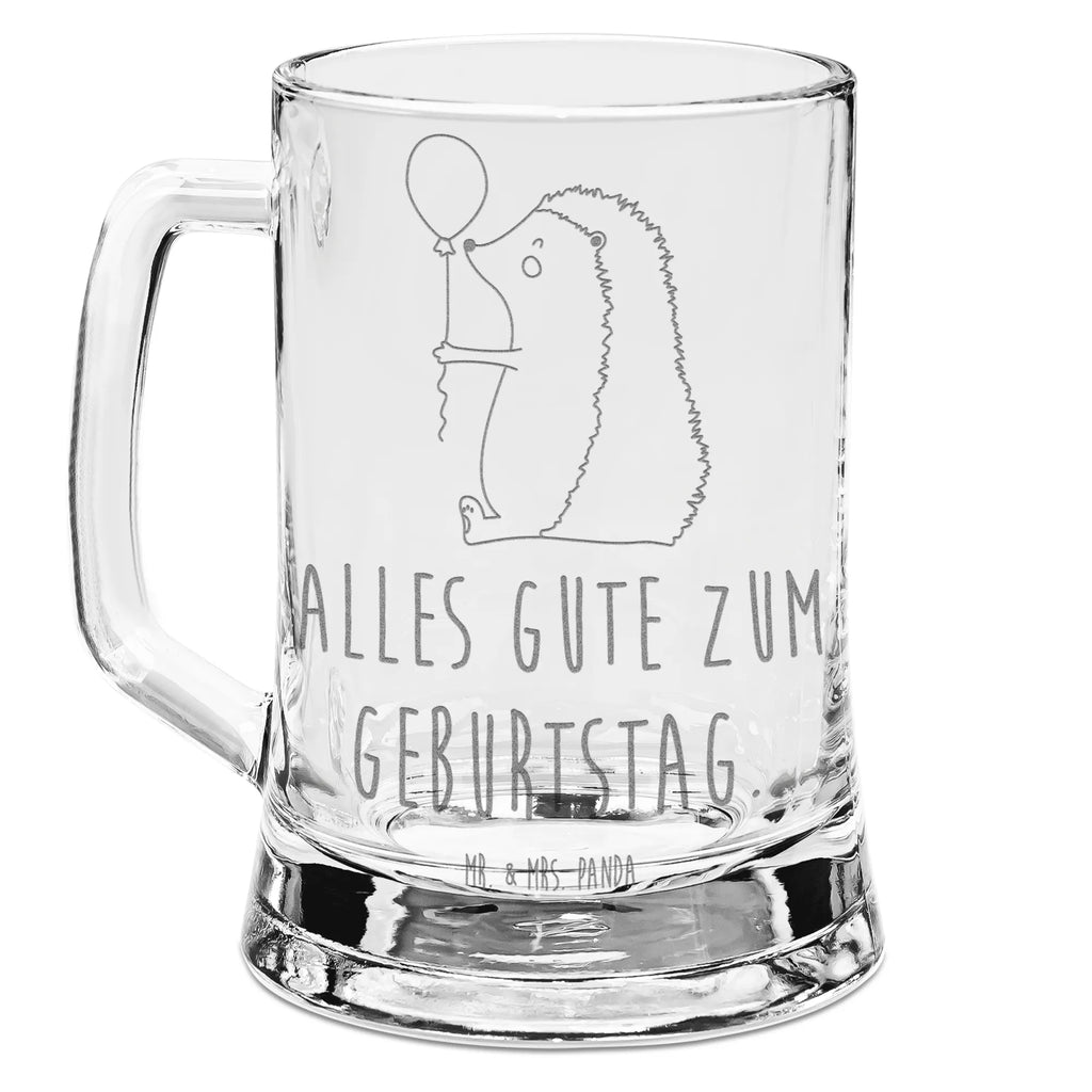 Engraved Beer Mug Hedgehog balloon small animals, cute, funny, cute animal motives, hand drawn, small world, funny sayings, good mood, happy, gifts, gift ideas, special gifts, animal lover, card, hedgehog, Birthday Child, Happy Birthday, Birthday, Balloon