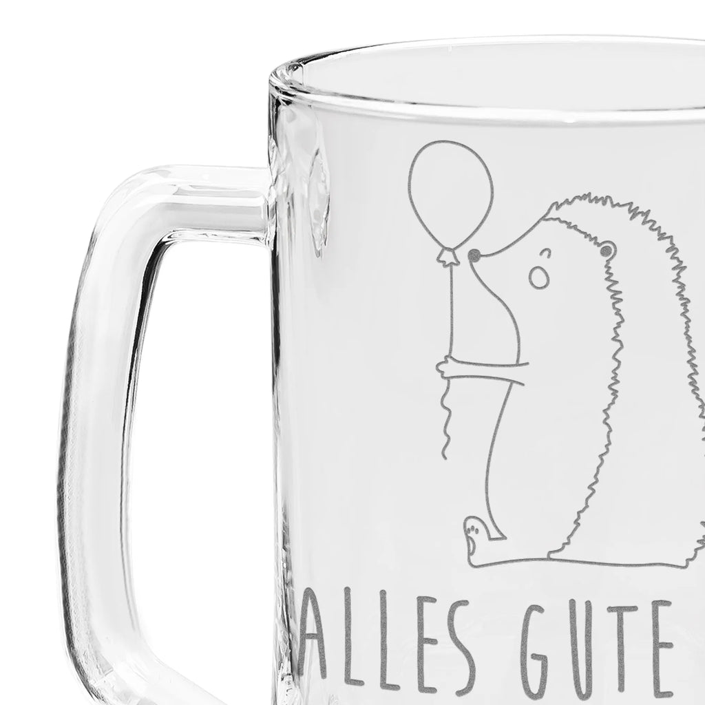 Engraved Beer Mug Hedgehog balloon small animals, cute, funny, cute animal motives, hand drawn, small world, funny sayings, good mood, happy, gifts, gift ideas, special gifts, animal lover, card, hedgehog, Birthday Child, Happy Birthday, Birthday, Balloon