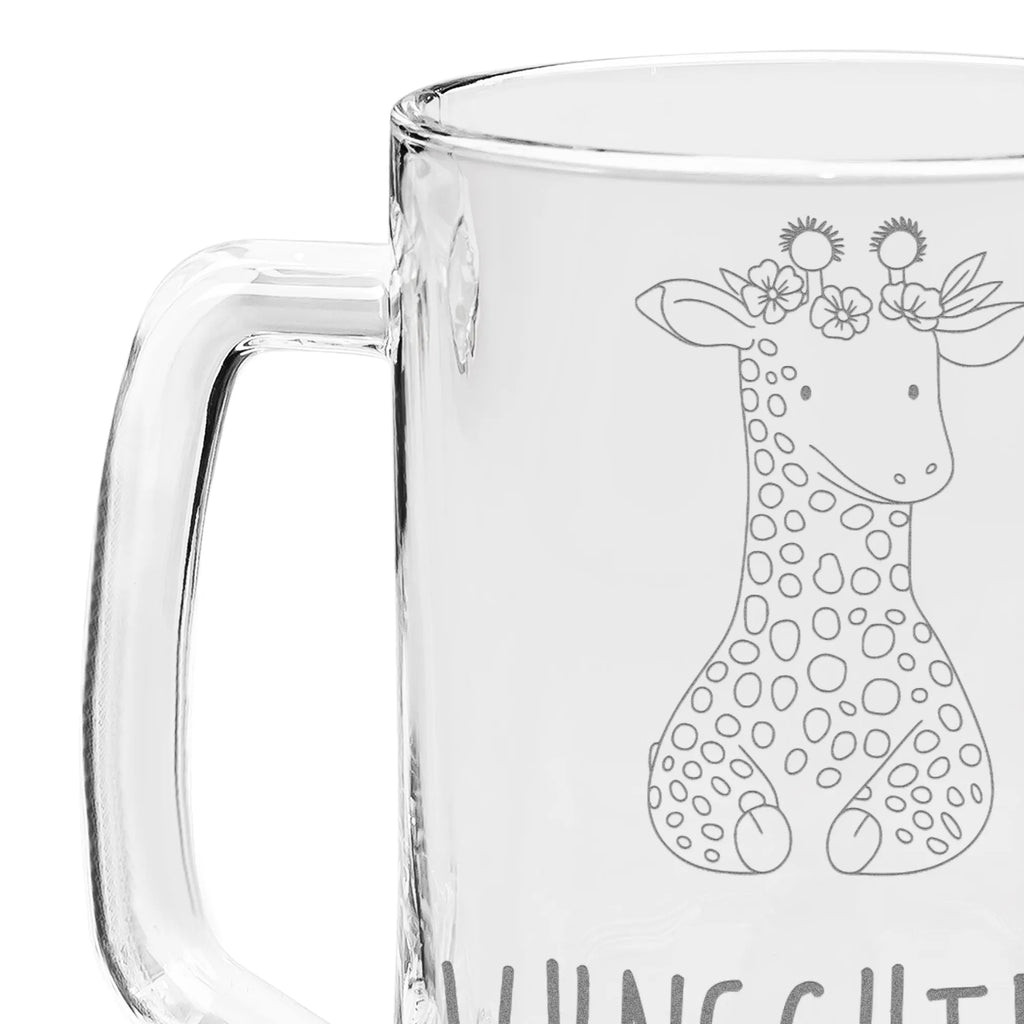 Personalized Engraved Beer Mug giraffe flower wreath Africa, adventurer, giraffe, self-love, wreath of flowers, friend