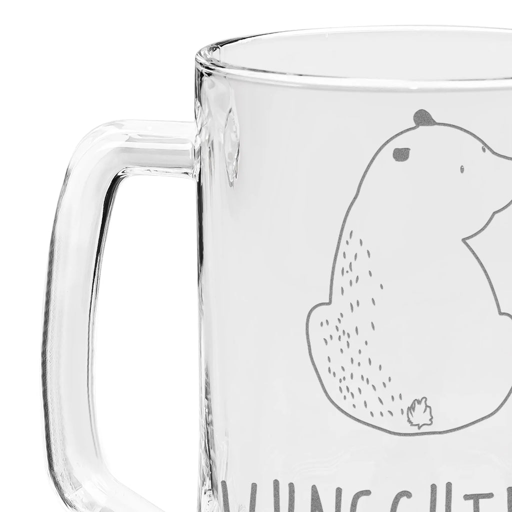 Personalizowany kufel do piwa z grawerem niedźwiedź spojrzenie przez ramię Niedźwiedź, Miś, Pluszowy miś