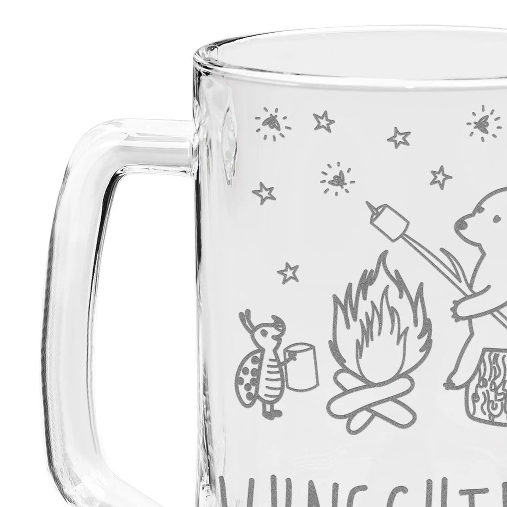 Personalized Engraved Beer Mug Bear & Ladybird campfire bear, teddy, teddy bear, cuddly toy, Campfire